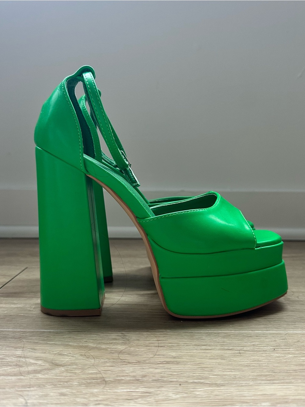 SHEIN Green Platform Peep-Toe High Heel Sandals